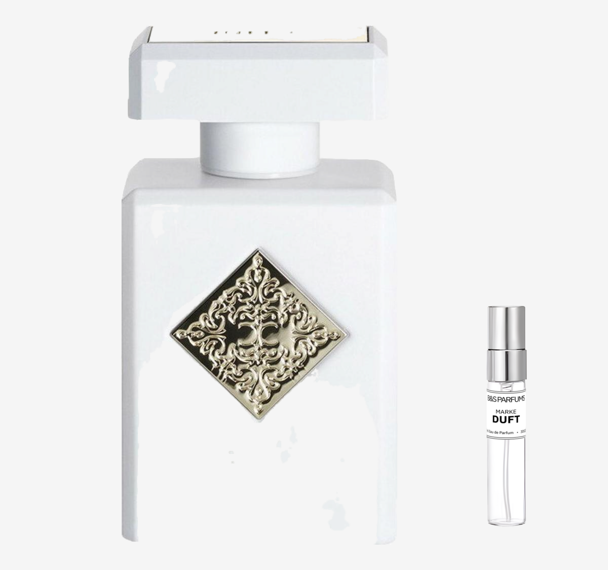 Initio - Musk Therapy Flakon und Probenflakon nebendran