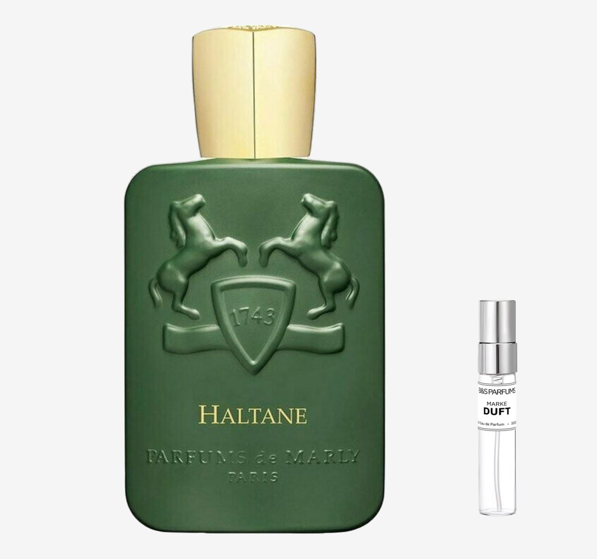 Parfums de Marly - Haltane Flakon und Probenflakon nebendran